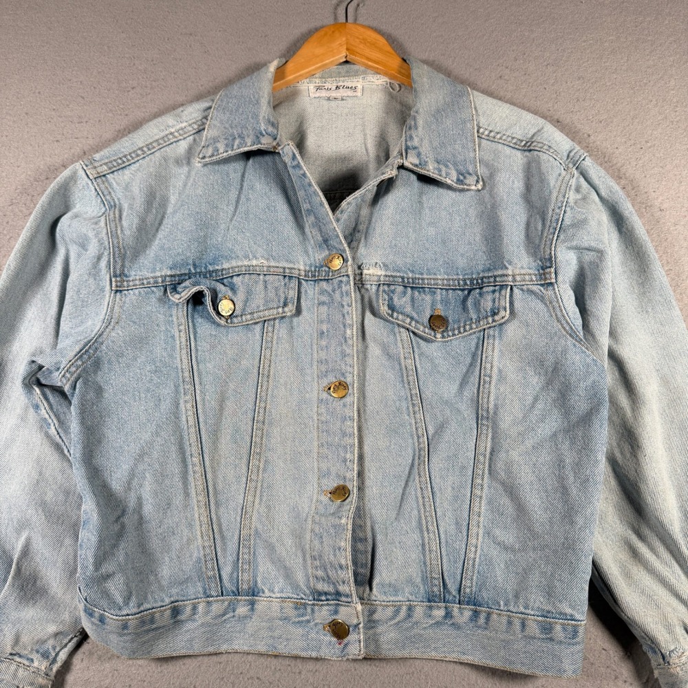 Vintage Paris Blues Denim Jacket Light Wash Button Up Womens Size Medium